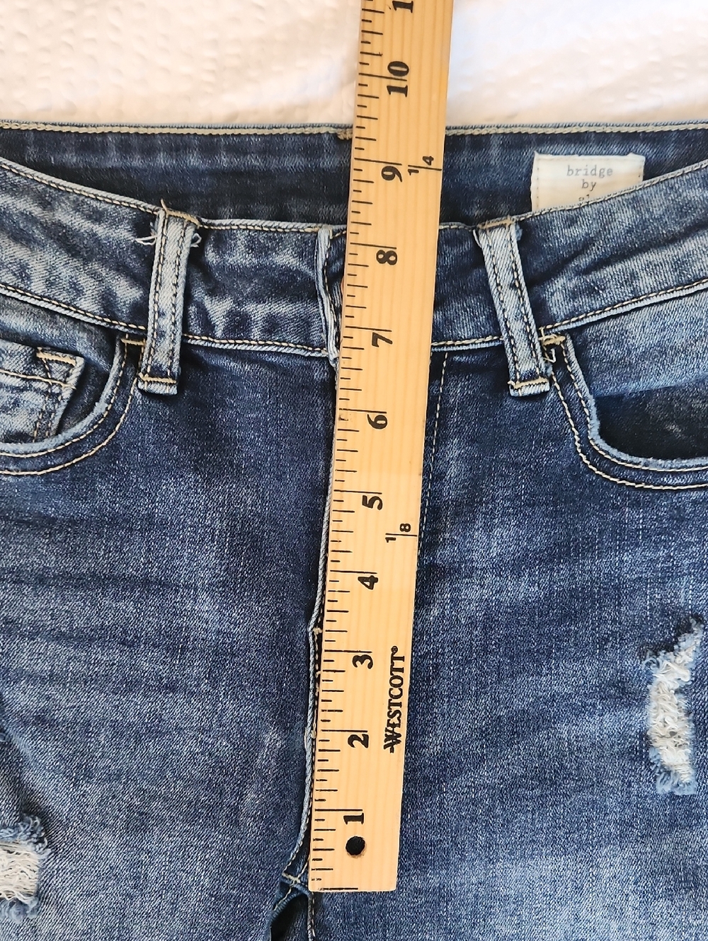 Bridge by GLY Mid Rise Ankle Skinny Crop Jeans Distressed Ripped Chewed Hem 24 - Picture 8 of 11
